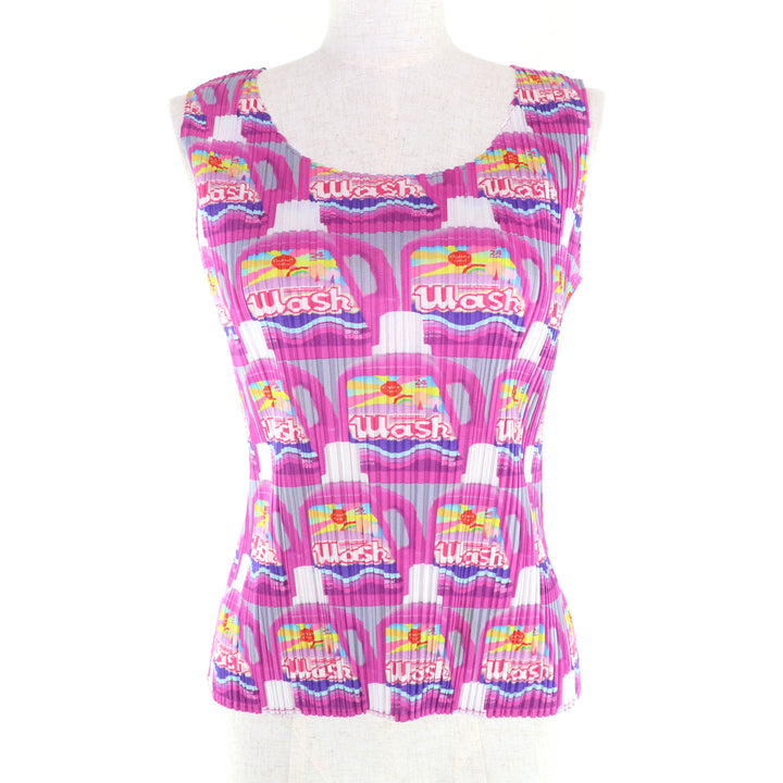 極美品★PLEATS PLEASE プリーツプリーズ イッセイミヤケ PP83-JK511 総柄 ノースリーブ カットソー マルチ 3 日本製 正規品 レディース
