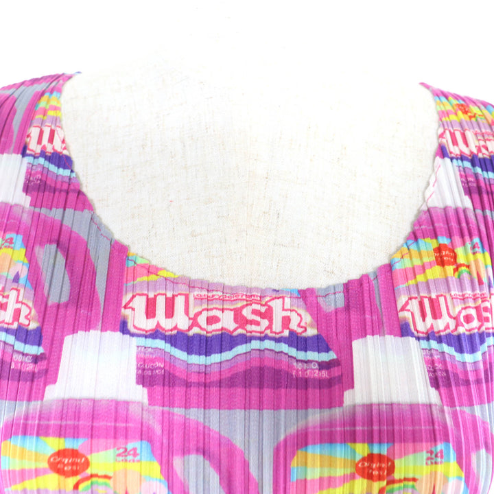極美品★PLEATS PLEASE プリーツプリーズ イッセイミヤケ PP83-JK511 総柄 ノースリーブ カットソー マルチ 3 日本製 正規品 レディース