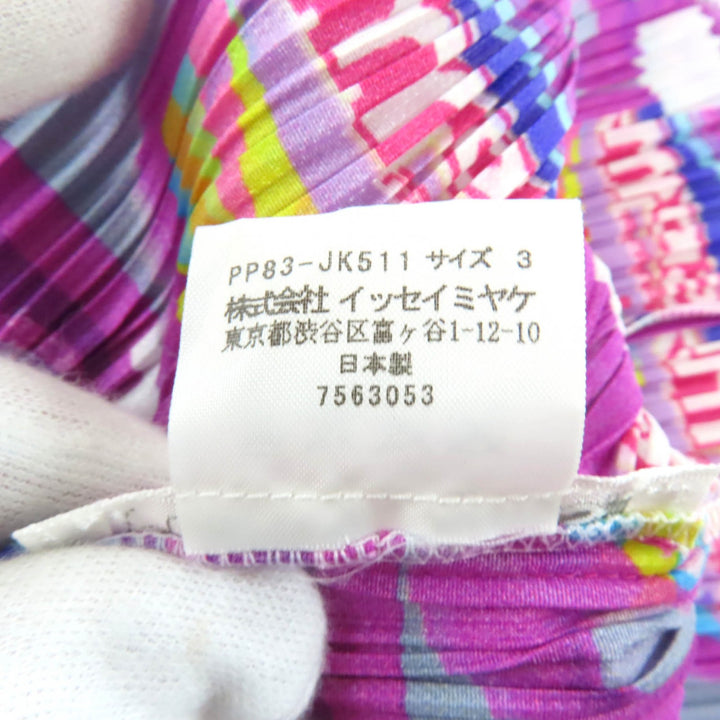 極美品★PLEATS PLEASE プリーツプリーズ イッセイミヤケ PP83-JK511 総柄 ノースリーブ カットソー マルチ 3 日本製 正規品 レディース