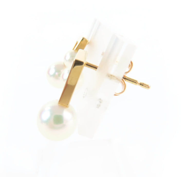 極美品★TASAKI タサキ バランス ノートピアス 750 あこや真珠 パール付 音符 ピアス ホワイト ゴールド金具 箱・ケース付き 重量3.5g