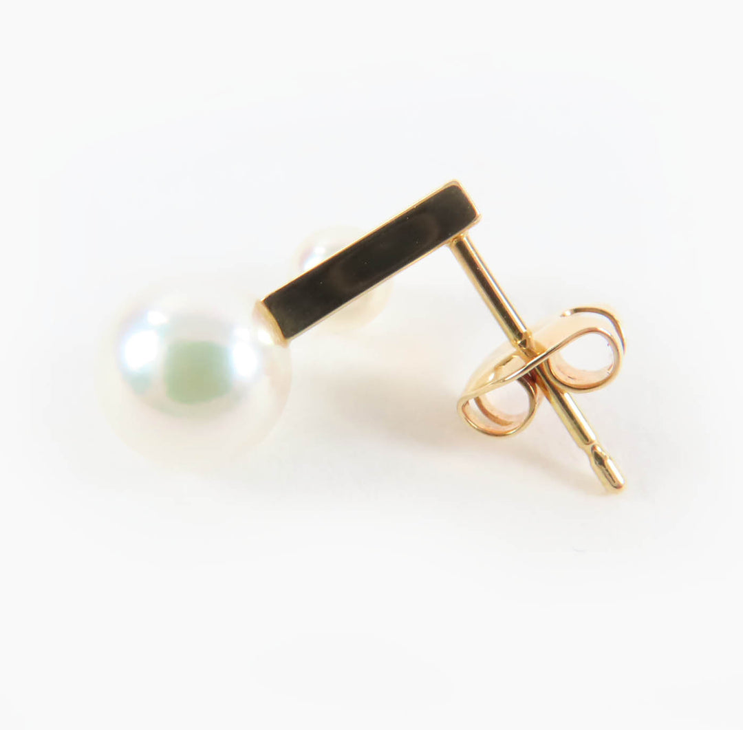 極美品★TASAKI タサキ バランス ノートピアス 750 あこや真珠 パール付 音符 ピアス ホワイト ゴールド金具 箱・ケース付き 重量3.5g