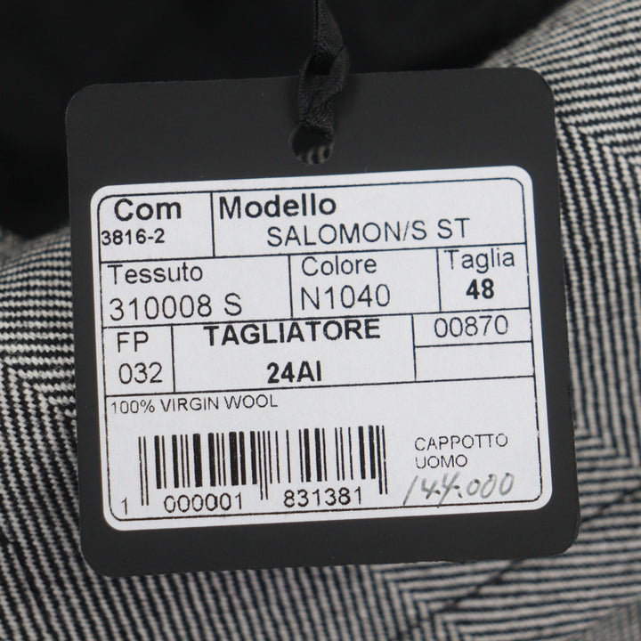 未使用品▼TAGLIATORE タリアトーレ SALOMON バージンウール100% ヘリンボーン柄 ベルト付き 比翼仕立て ロング ステンカラーコート 48