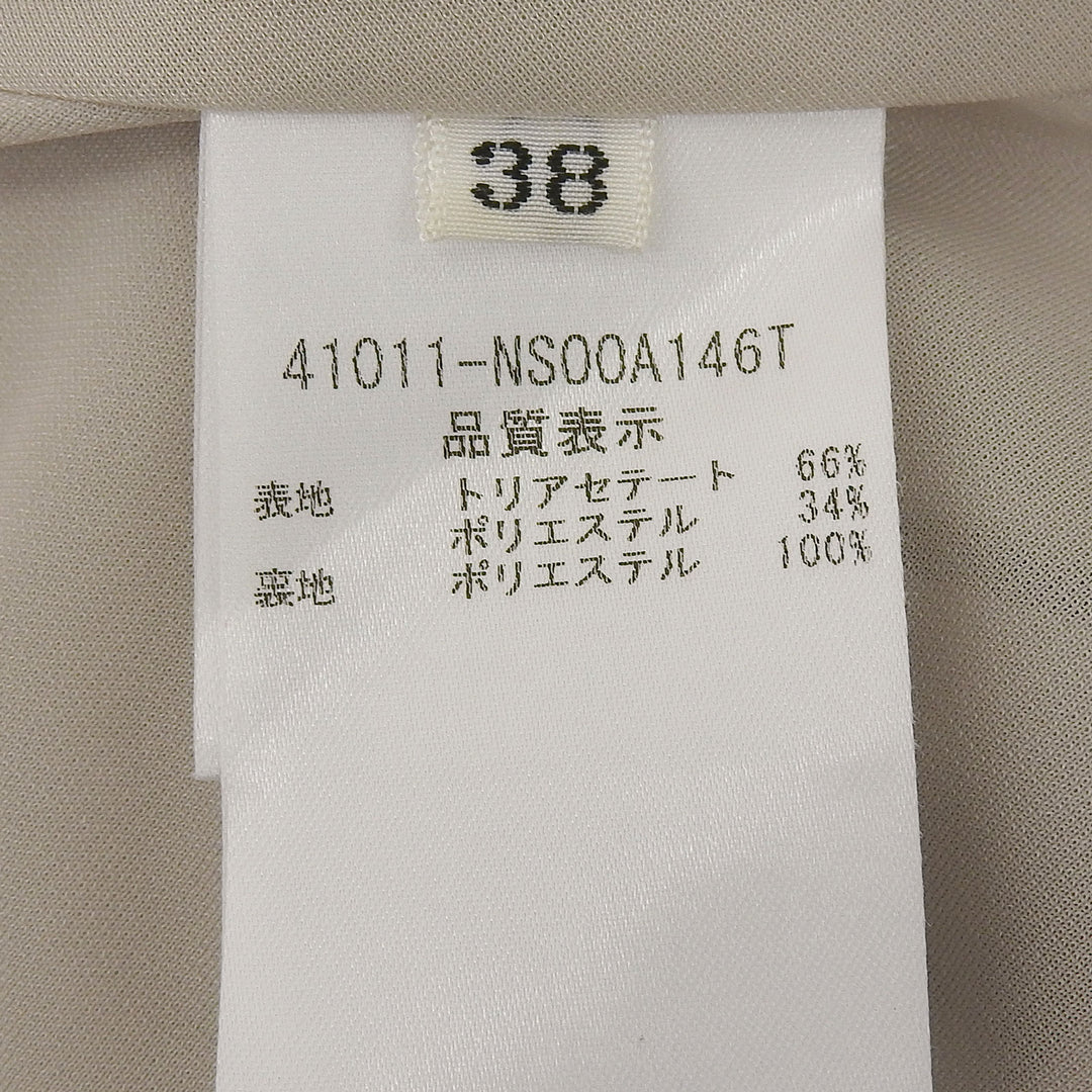 極美品▲FOXEY NEW YORK フォクシー ニューヨーク 41011 Vネック ノースリーブ フレア ワンピース ベージュ 38 日本製 正規品 レディース