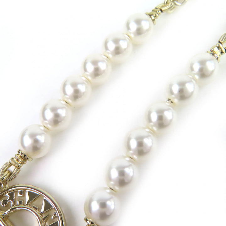 極美品△CHANEL シャネル 2024年製 B24S ABD331 B16656 ココマーク ラインストーン マトラッセバッグモチーフ フェイクパール ネックレス