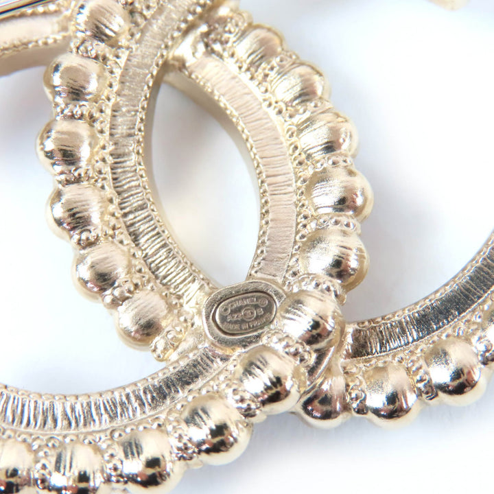 極美品☆CHANEL シャネル 2022年製 A22B ココマーク ブラックストーン クリアストーン ブローチ ゴールド系 ブラック 箱・保存袋付 伊製