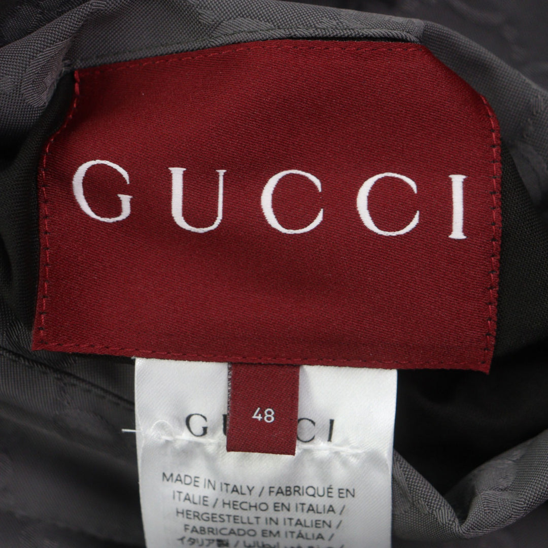 美品▼GUCCI グッチ 795697 GG柄 ロゴ刺繍 リバーシブル フーデッド 中綿入り ジップアップ ナイロンジャケット 48 ハンガー付き 正規品