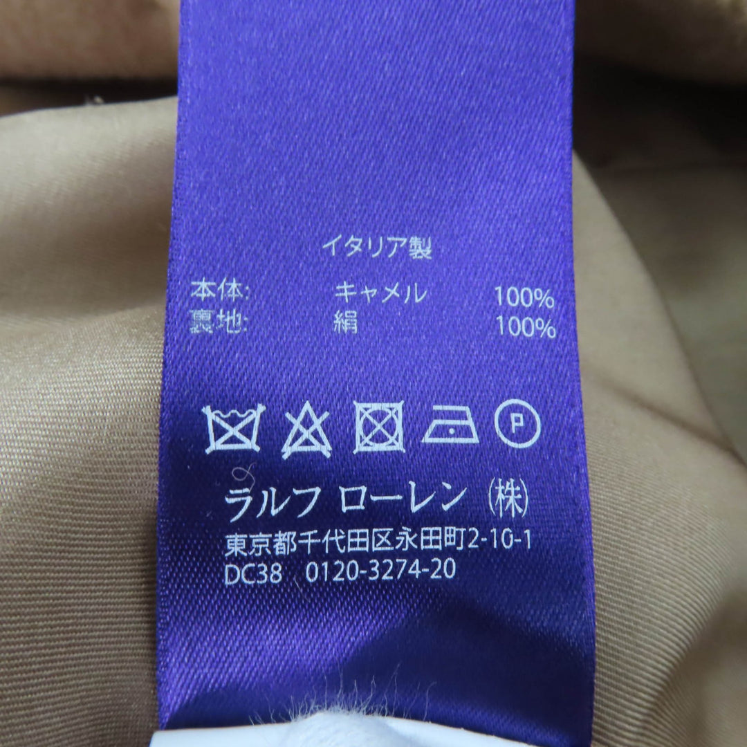 極美品☆RALPH LAURENPURPLE LABEL ラルフローレンパープルレーベル キャメル100％ コート キャメル 2 イタリア製 正規品 レディース