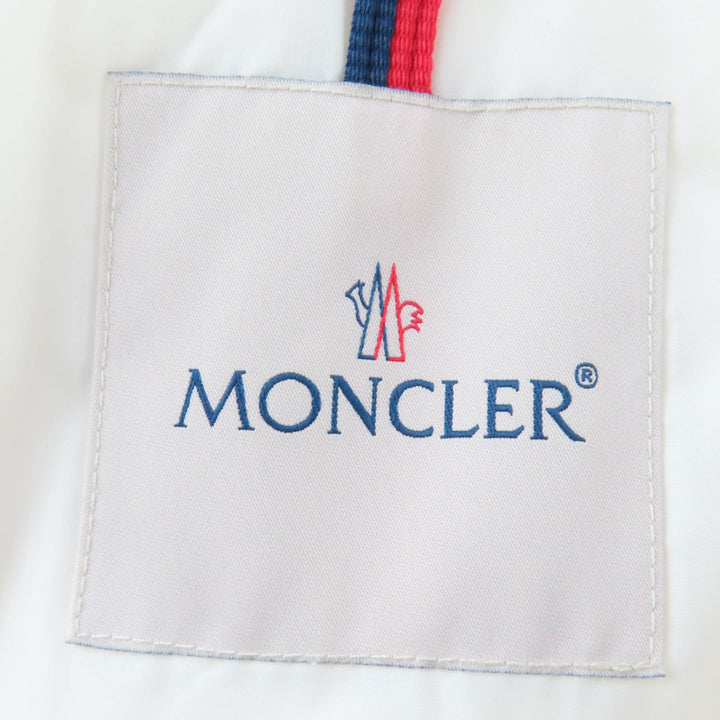 美品☆MONCLER モンクレール MARRIONNIER ロゴワッペン・フード付 ロング丈 ダウンコート アイボリー 0 ハンガー・ガーメント付き 正規品