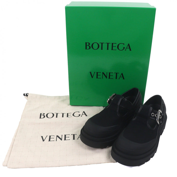 未使用品▼BOTTEGAVENETA ボッテガヴェネタ Trek トレック メリージェーン キャンバス レザー シューズ ローファー ブラック 42 箱袋付