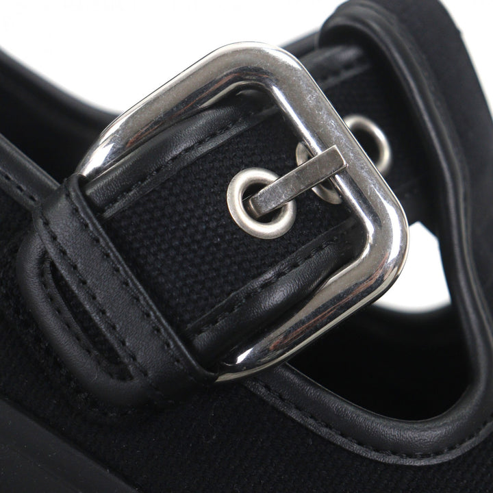 未使用品▼BOTTEGAVENETA ボッテガヴェネタ Trek トレック メリージェーン キャンバス レザー シューズ ローファー ブラック 42 箱袋付