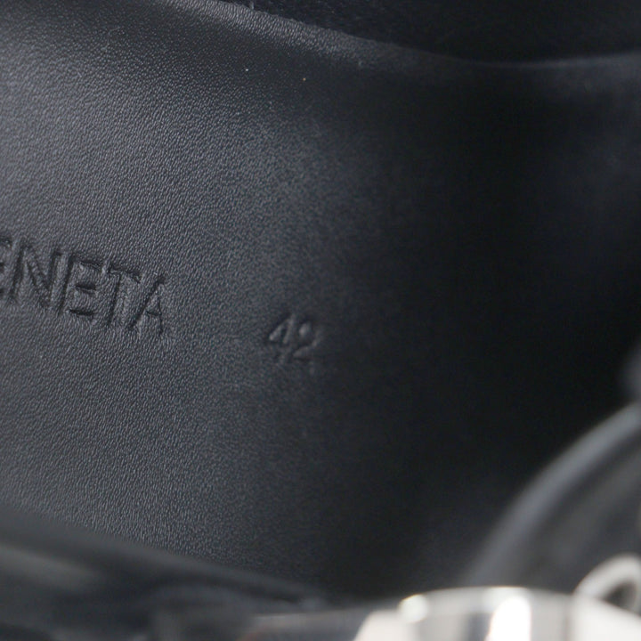 未使用品▼BOTTEGAVENETA ボッテガヴェネタ Trek トレック メリージェーン キャンバス レザー シューズ ローファー ブラック 42 箱袋付