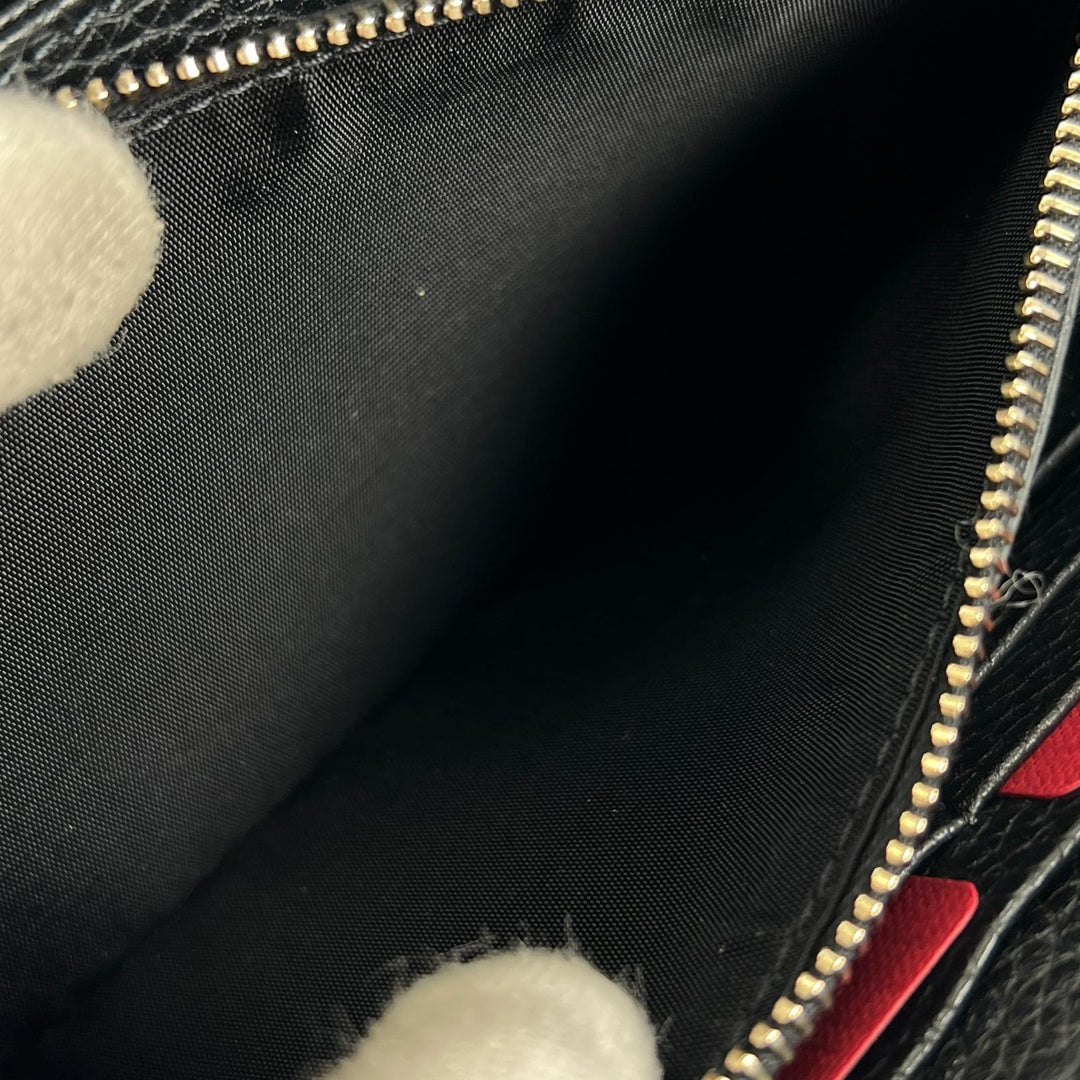 極美品▲Valentino Garavani ヴァレンティノガラヴァーニ ロックスタッズ ラウンドジップ レザー 長財布 ブラック ゴールド レディース