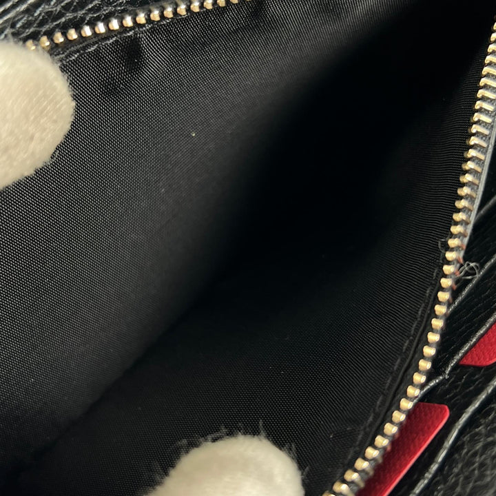 極美品▲Valentino Garavani ヴァレンティノガラヴァーニ ロックスタッズ ラウンドジップ レザー 長財布 ブラック ゴールド レディース