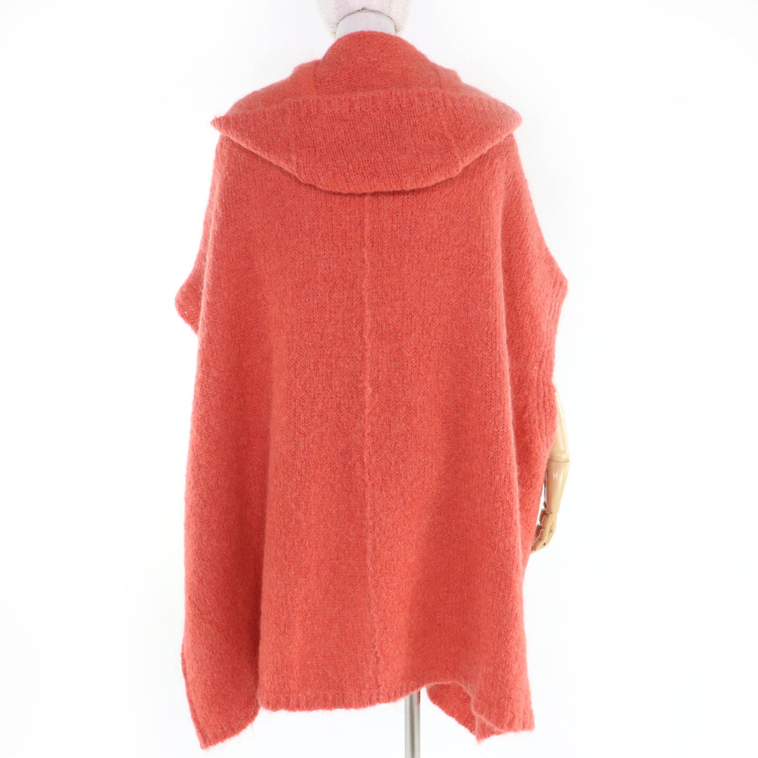 極美品☆Rick Owens リックオウエンス RO02B6687 モヘア アルパカ オーバーシルエット フード付 ニット カーディガン オレンジ XS 正規品