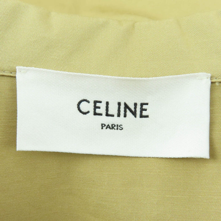 極美品☆CELINE セリーヌ 2Z490219I コットン リネン トリオンフボタン サファリ ミニドレス ワンピース ベージュ 36 イタリア製 正規品