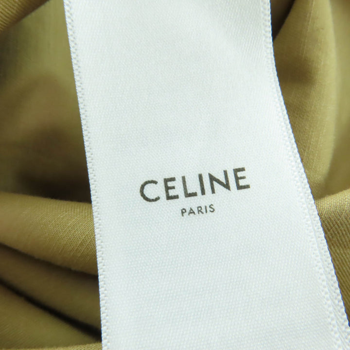 極美品☆CELINE セリーヌ 2Z490219I コットン リネン トリオンフボタン サファリ ミニドレス ワンピース ベージュ 36 イタリア製 正規品