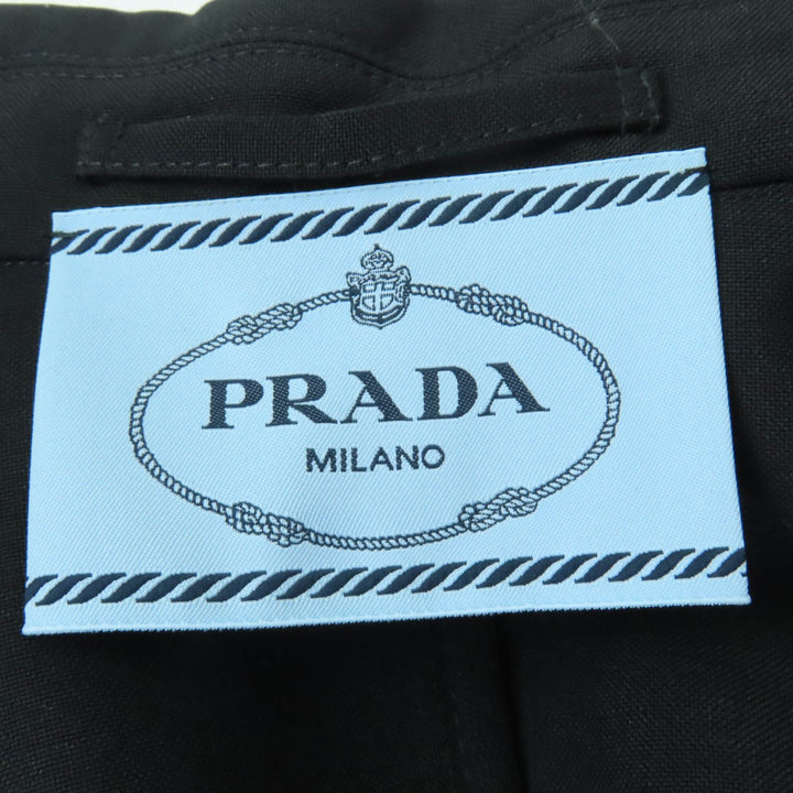 極美品☆PRADA プラダ 2023年製 P5640H ウール モヘア ベルテッド ジャケット ブラック 40 イタリア製 正規品 レディース