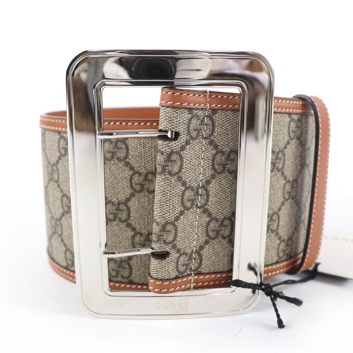 未使用品☆GUCCI グッチ 718505 GGスプリーム GGスプリーム ワイドベルト ブラウン 80-32 保存袋付き イタリア製 レディース