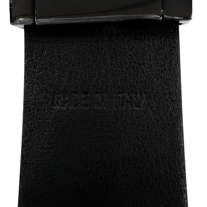 未使用品▲EMPORIO ARMANI エンポリオ アルマーニ Y4S195 ピンバックル リバーシブル レザー ベルト ブラック ブラック金具 伊製 メンズ
