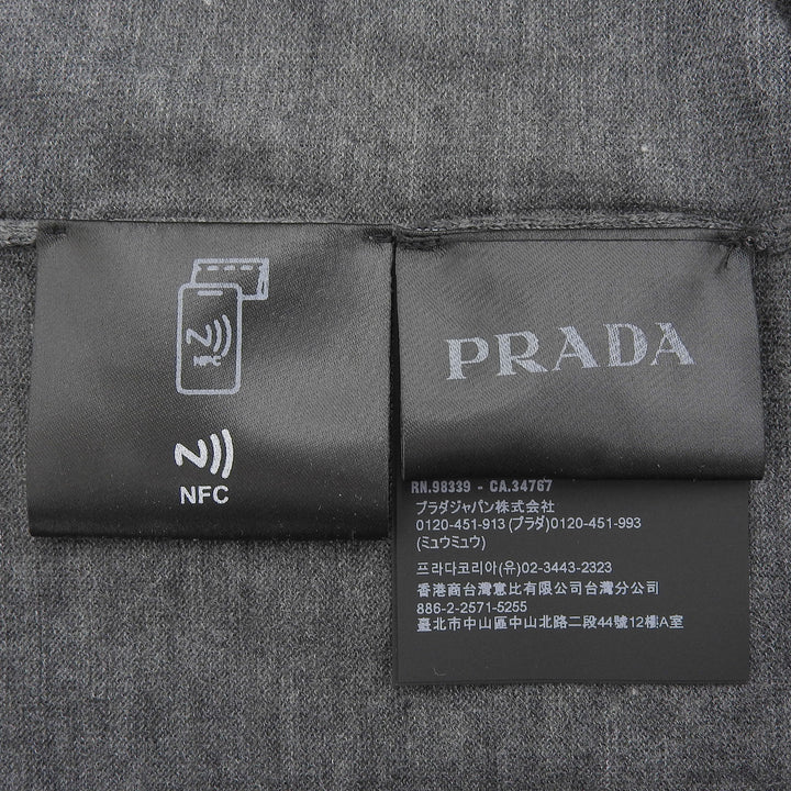 極美品▲PRADA プラダ 2024年製 UMG346 バージンウール100％ トライアングルロゴ カーディガン グレー 48 イタリア製 正規品 メンズ