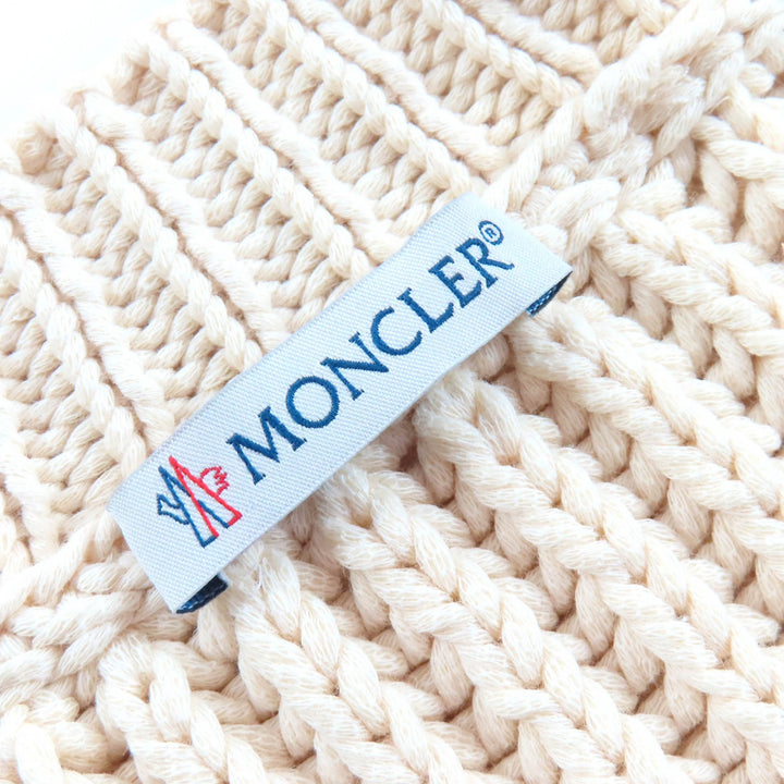 極美品△MONCLER モンクレール 2023年製 GIROCOLLO TRICOT コットン ロゴワッペン 半袖 ニット ベージュ S イタリア製 正規品 レディース