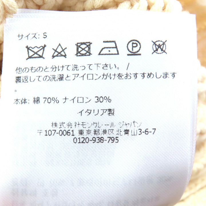 極美品△MONCLER モンクレール 2023年製 GIROCOLLO TRICOT コットン ロゴワッペン 半袖 ニット ベージュ S イタリア製 正規品 レディース