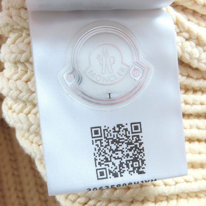 極美品△MONCLER モンクレール 2023年製 GIROCOLLO TRICOT コットン ロゴワッペン 半袖 ニット ベージュ S イタリア製 正規品 レディース