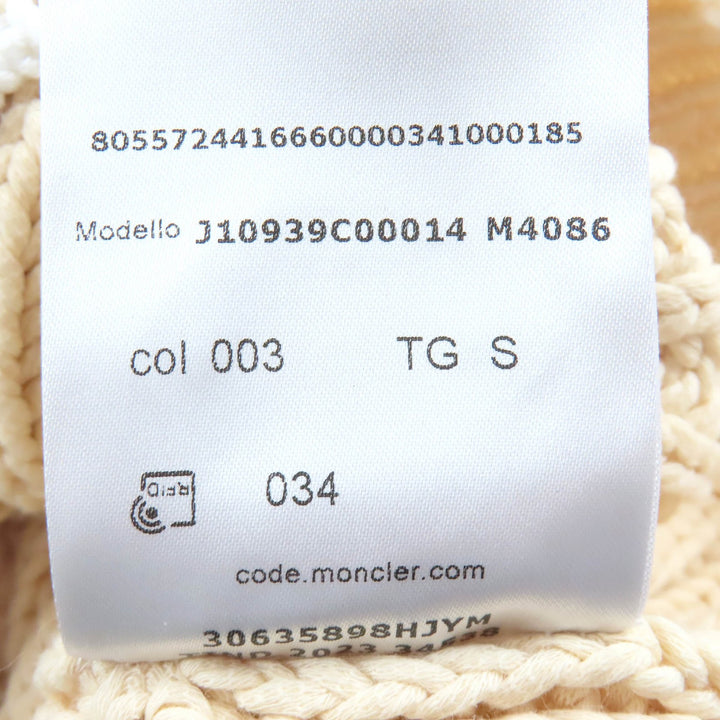 極美品△MONCLER モンクレール 2023年製 GIROCOLLO TRICOT コットン ロゴワッペン 半袖 ニット ベージュ S イタリア製 正規品 レディース