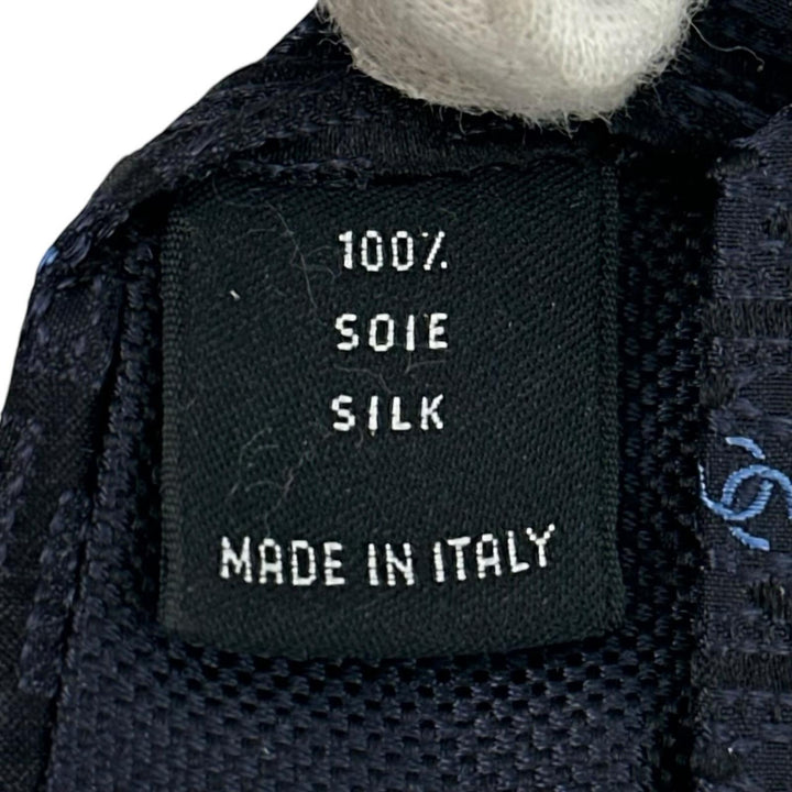 未使用品▲CHANEL シャネル シルク100% ココマーク柄 ジャガード ネクタイ ダークネイビー イタリア製 正規品 メンズ