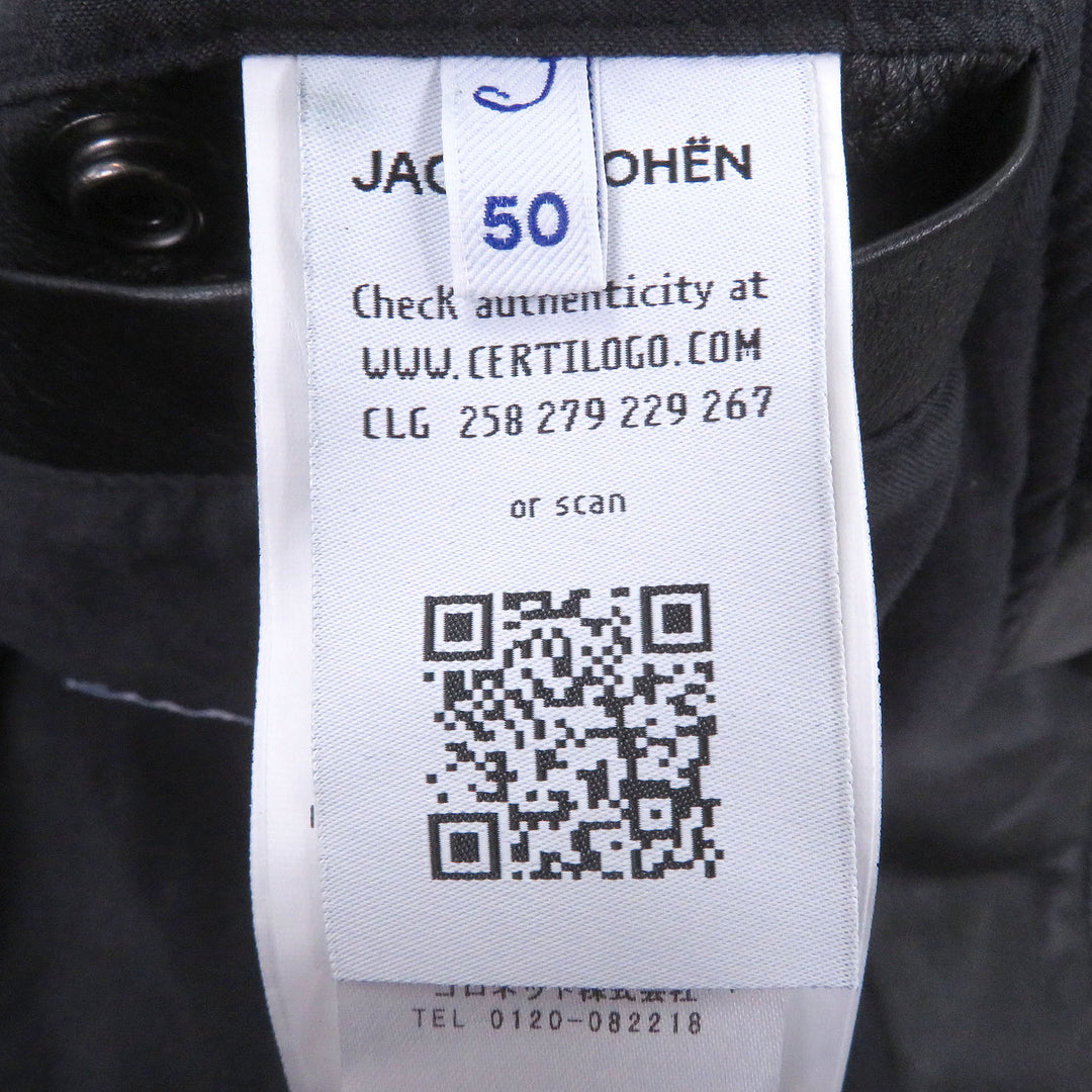 美品□JACOB COHEN ヤコブコーエン シープスキン ウール ニット切替 フーデッド 中綿 ジャケット ブラック 50 イタリア製 正規品 メンズ