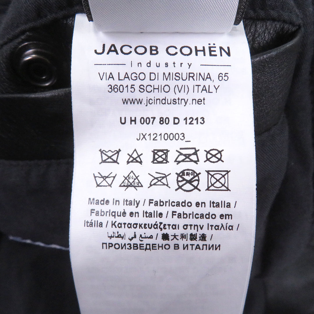 美品□JACOB COHEN ヤコブコーエン シープスキン ウール ニット切替 フーデッド 中綿 ジャケット ブラック 50 イタリア製 正規品 メンズ