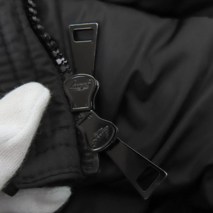 美品☆MONCLER モンクレール KHLOE ロゴワッペン・ラクーンファー・フード・ベルト付 ダウンコート ブラック 1 国内正規品 レディース
