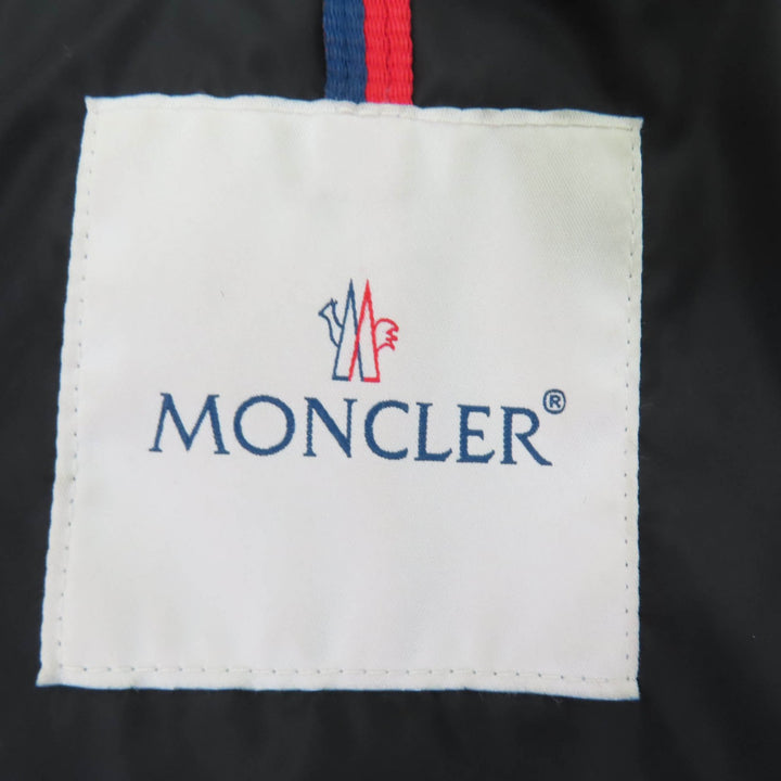 美品☆MONCLER モンクレール KHLOE ロゴワッペン・ラクーンファー・フード・ベルト付 ダウンコート ブラック 1 国内正規品 レディース