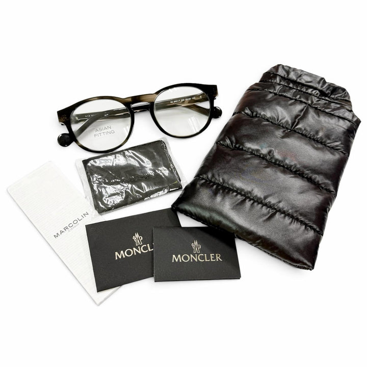 未使用品▲MONCLER モンクレール ML5051-F アジアンフィット ボストン型 メガネ 眼鏡 アイウェア ブラック 52□20 150 伊製 メンズ