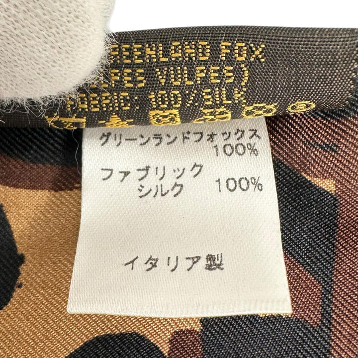 美品▲LOUIS VUITTON ルイヴィトン 403474 バンド フリュール レオパード フォックスファー ティペット シルク スカーフ レディース