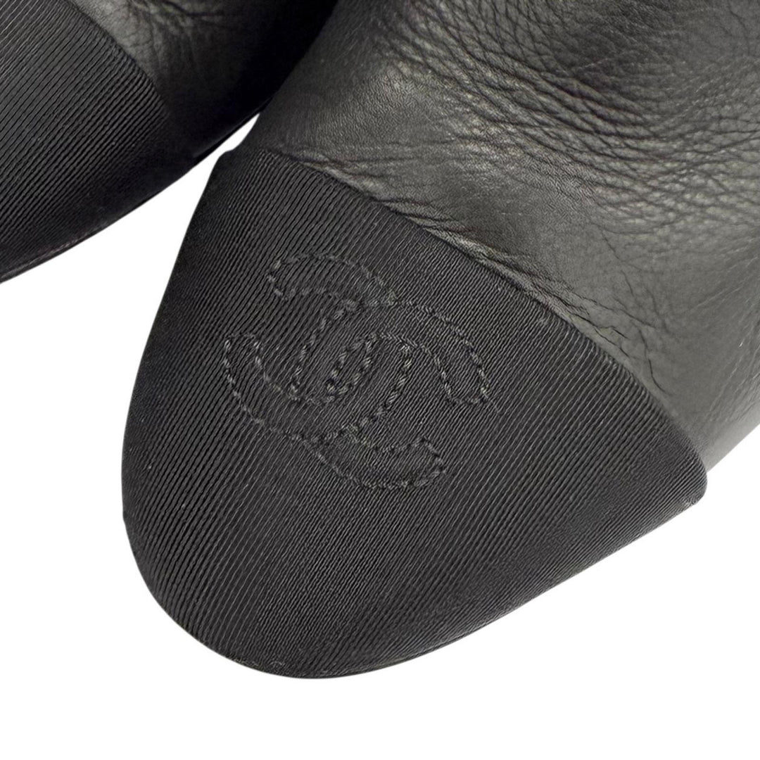 美品◇CHANEL シャネル G36438 ココマークステッチ チャンキーヒール ラウンドトゥ レザー ロングブーツ 黒 36.5 保存袋付き イタリア製