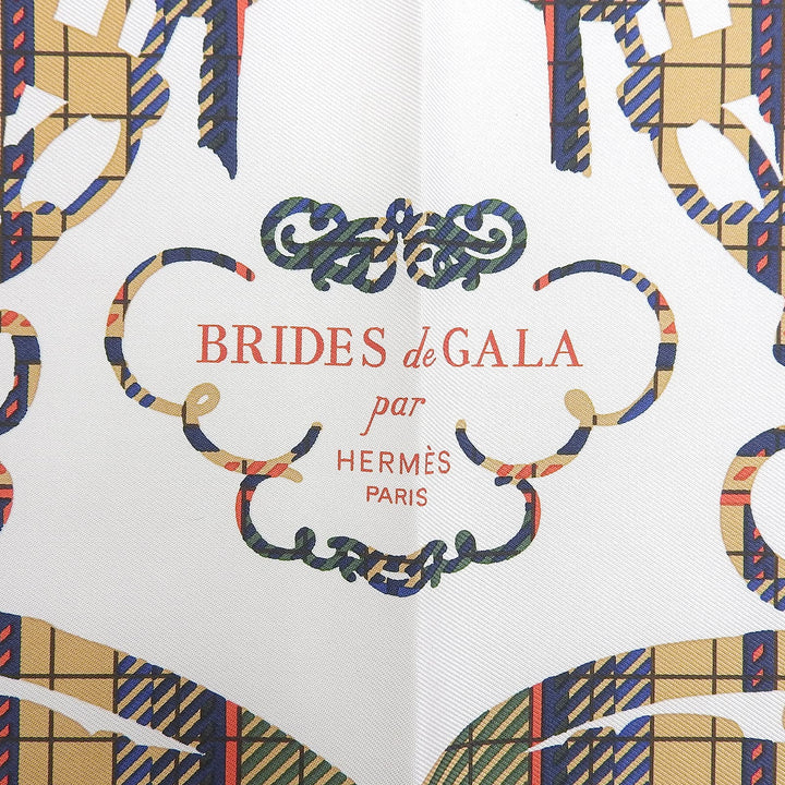極美品▲HERMES エルメス カレ45 BRIDES de GALA 式典用馬勒 シルク100％ スカーフ マルチ フランス製 レディース