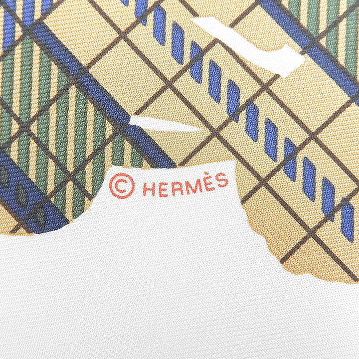 極美品▲HERMES エルメス カレ45 BRIDES de GALA 式典用馬勒 シルク100％ スカーフ マルチ フランス製 レディース
