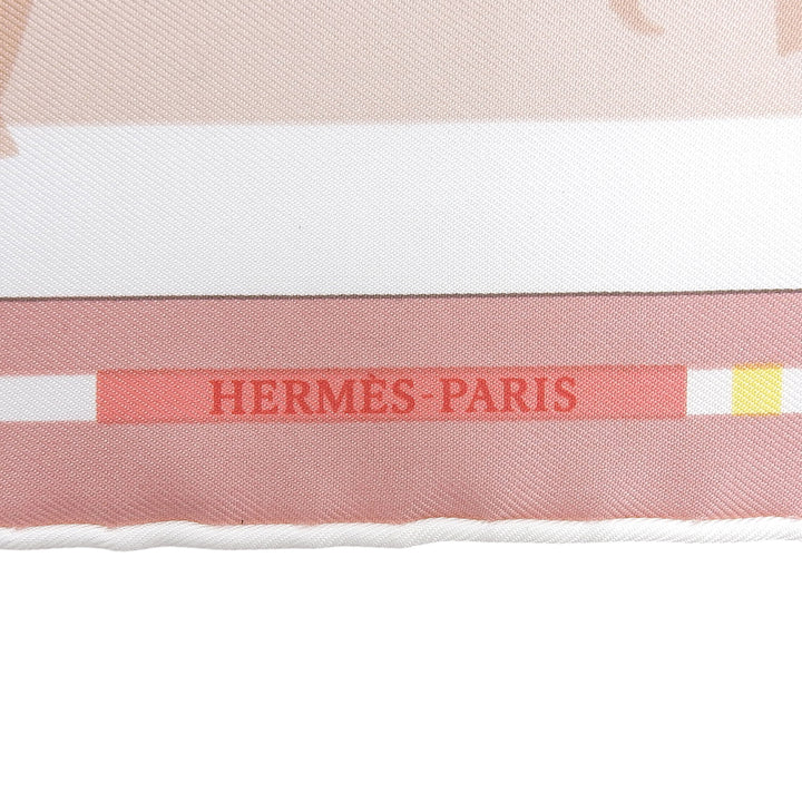 極美品▲HERMES エルメス カレ45 VOITURES EN NQUILIBRE 精巧な馬車 シルク100％ スカーフ ピンク フランス製 レディース