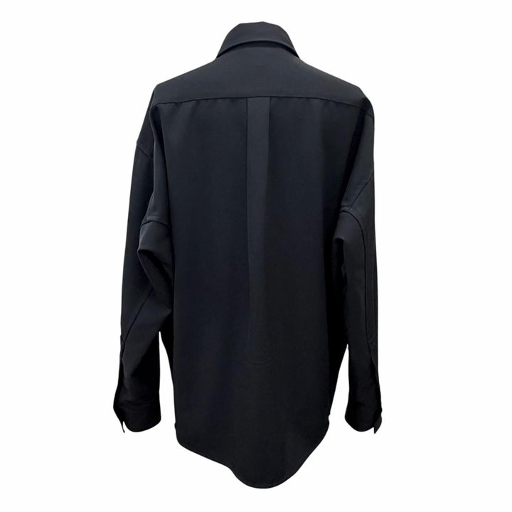 美品△BOTTEGAVENETA ボッテガヴェネタ 2024年製 798323 ウールツイルシャツ 長袖シャツ ブラック 44 イタリア製 正規品 メンズ
