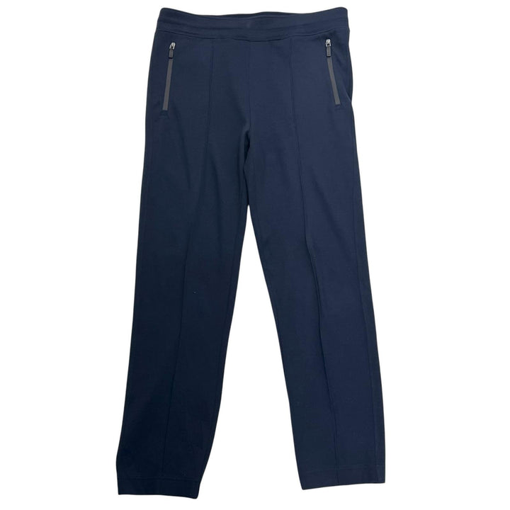 極美品▲Ermenegildo Zegna エルメネジルド ゼニア High performanc ウール100％ レザー使い パンツ ネイビー 50 トルコ製 正規品 メンズ