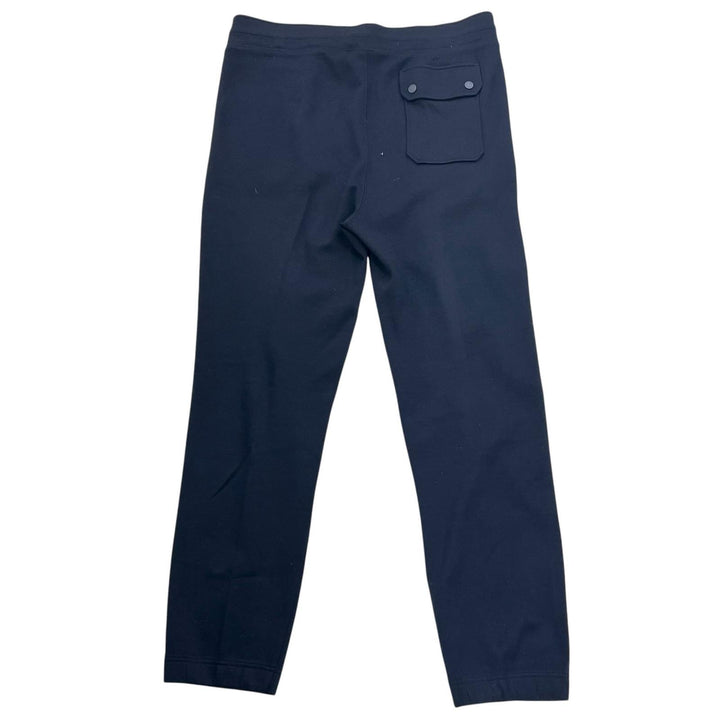 極美品▲Ermenegildo Zegna エルメネジルド ゼニア High performanc ウール100％ レザー使い パンツ ネイビー 50 トルコ製 正規品 メンズ