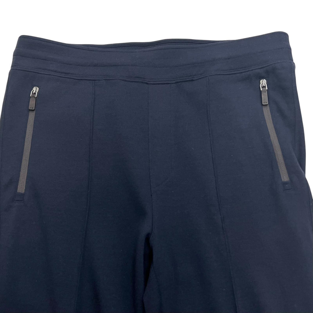 極美品▲Ermenegildo Zegna エルメネジルド ゼニア High performanc ウール100％ レザー使い パンツ ネイビー 50 トルコ製 正規品 メンズ