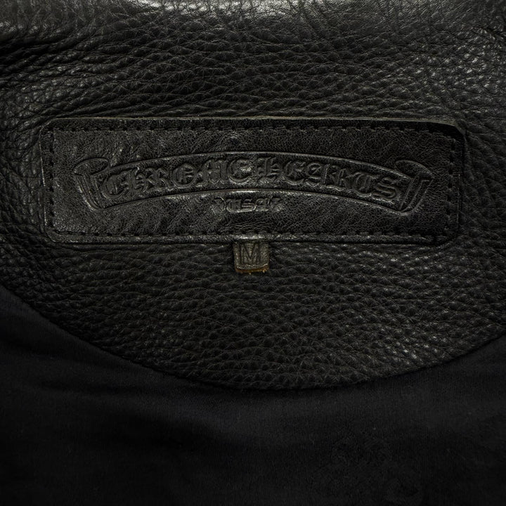 良品▼CHROME HEARTS クロムハーツ JJ DEAN2 レザー ジップアップ ダブル ライダースジャケット ブラック M 正規品 メンズ インボイス付