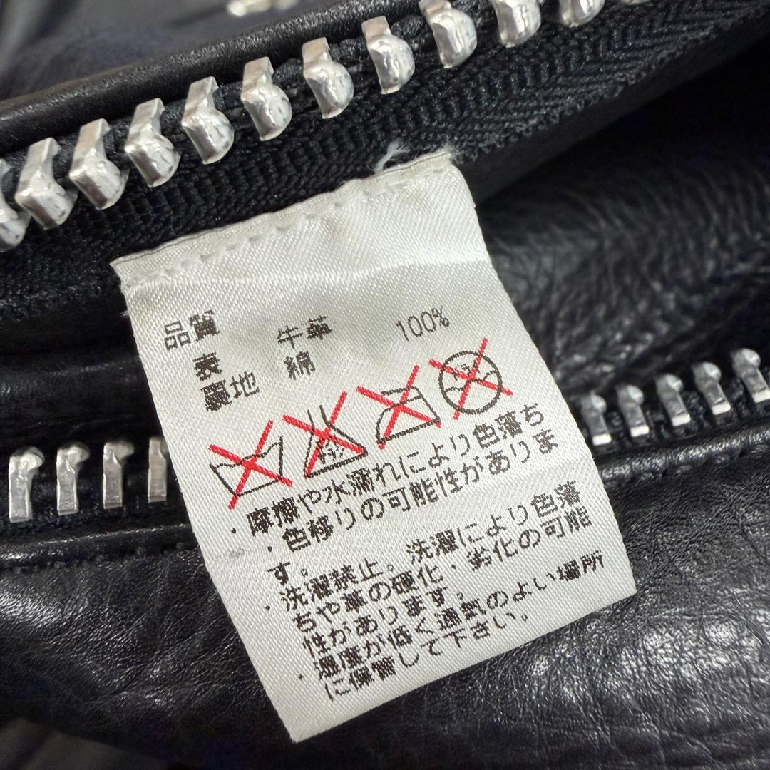 良品▼CHROME HEARTS クロムハーツ JJ DEAN2 レザー ジップアップ ダブル ライダースジャケット ブラック M 正規品 メンズ インボイス付