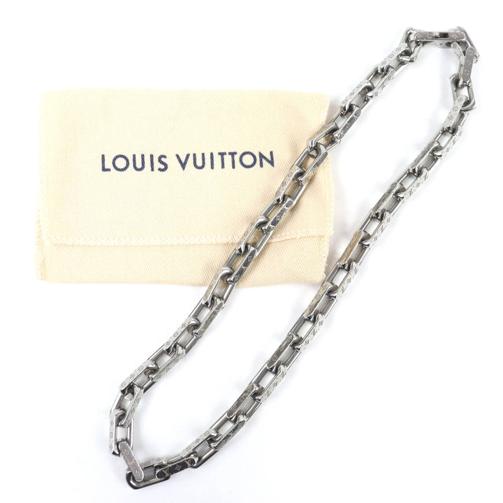 美品△LOUIS VUITTON ルイヴィトン 2025年製 M00307 コリエ チェーン モノグラム ネックレス 全長約54.5cm シルバー 袋付き 定価129800円