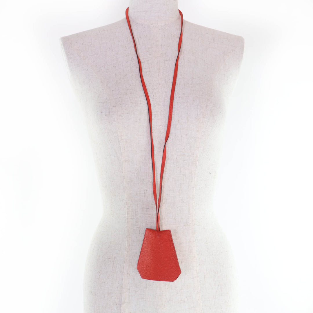 美品☆HERMES エルメス クロシェット ネックレス シェーブル カプシーヌ シルバー金具 アクセサリー C刻印 箱付き フランス製 レディース