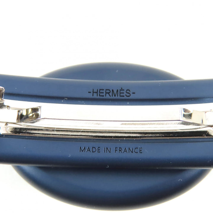 未使用品★HERMES エルメス トリ・マイヨン PM アルミニウム シェーヌダンクル バレッタ ネイビー 箱・保存袋付き フランス製 レディース