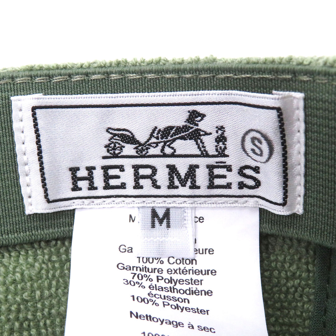 極美品□HERMES エルメス デイヴィス コットン100％ パイル地 ベースボールキャップ 帽子 グリーン M フランス製 正規品 メンズオススメ
