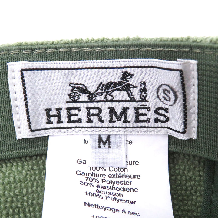 極美品□HERMES エルメス デイヴィス コットン100％ パイル地 ベースボールキャップ 帽子 グリーン M フランス製 正規品 メンズオススメ